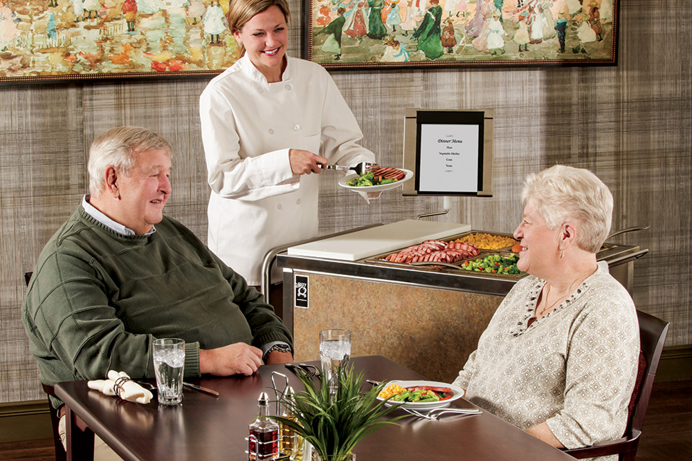 Dining table with table-side dining cart