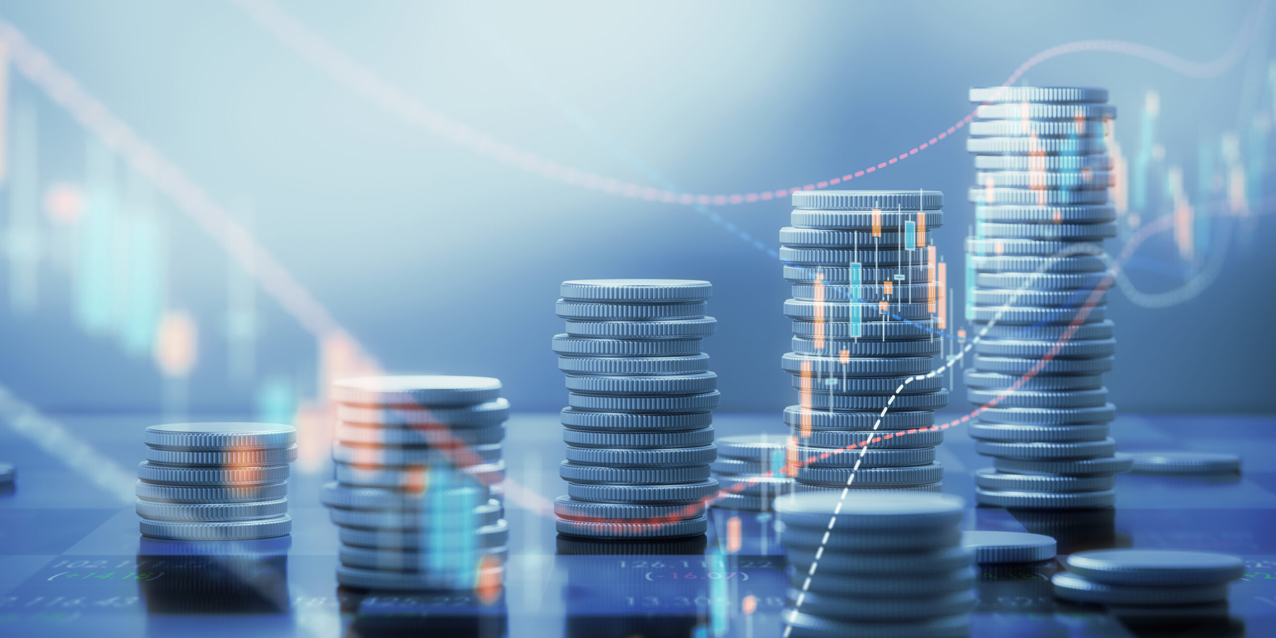 Coin Stacks And Chart Graphs On A Chessboard total-cost