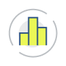 icon of bar graph inside circle arrow