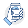 icon of a hand holding a phone with a checklist on the screen