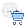icon of a shopping cart and globe