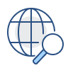 icon of a globe with a magnifying glass