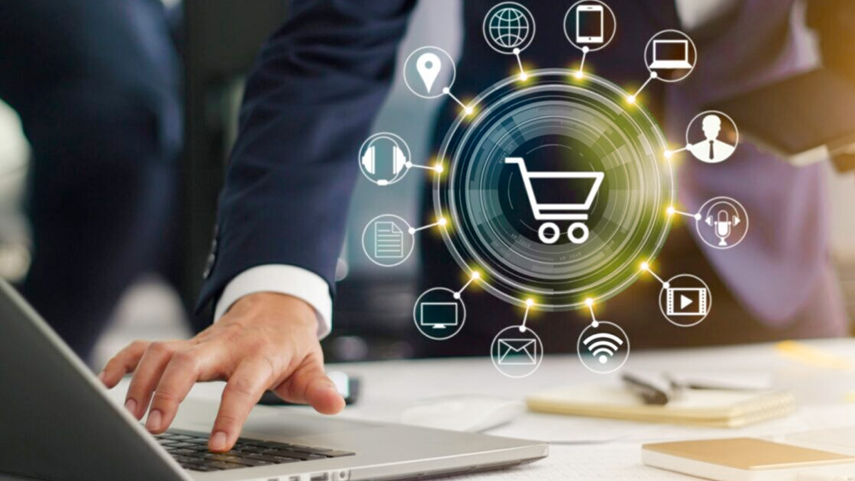 laptop with shopping cart icon