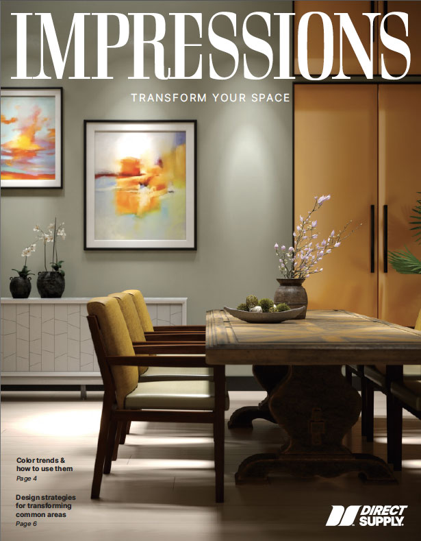 Impressions magazine cover of a trendy dining area