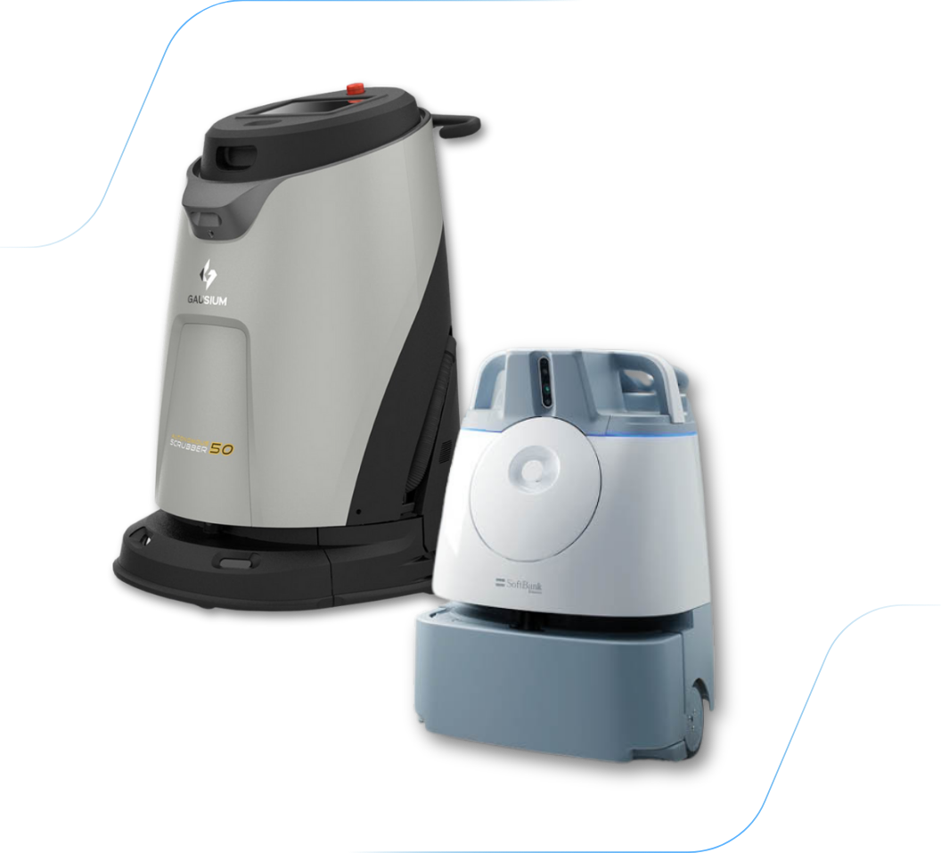 whiz-s50 Whiz by SoftBank Robotics and the Scrubber S50 Pro side-by-side